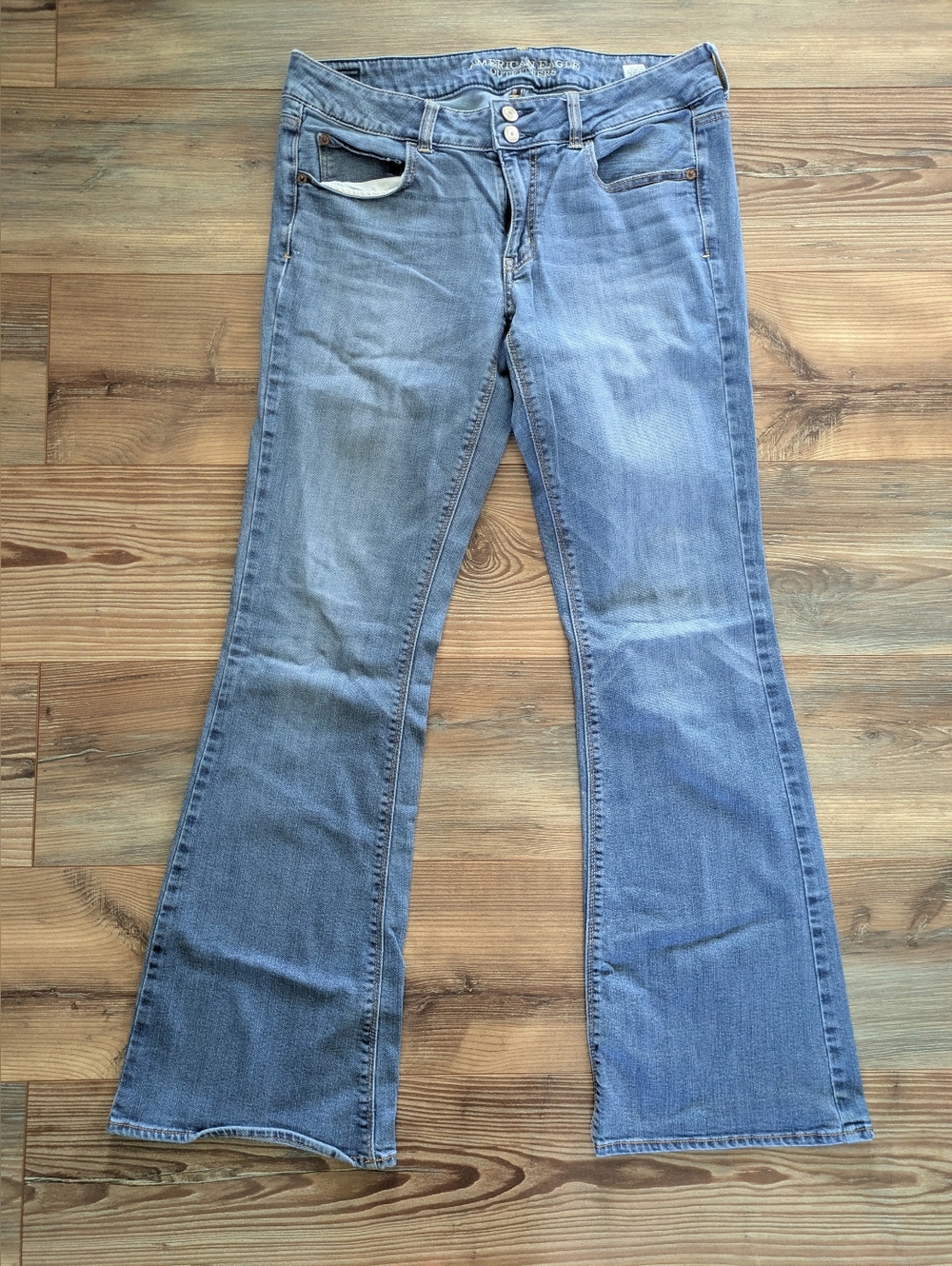 American Eagle Outfitters Wide Leg Flare Artist Denim Jeans 12 Extra Long